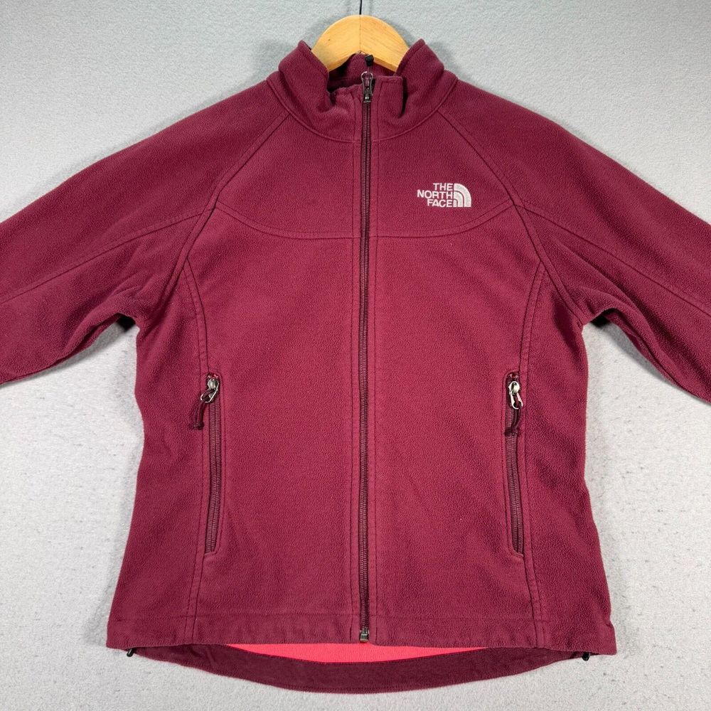 The North Face Fleece Jacket Womens Small Red Full Zip Mockneck Hiking Outdoor‎